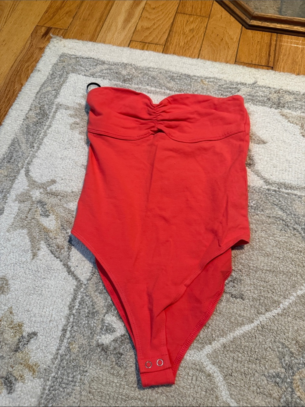 Forever 21 Red Strapless Ribbed Bodysuit